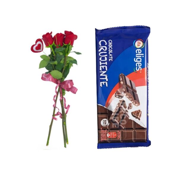 3 rosas y chocolate para enviar a Cuba con Wakaika Market