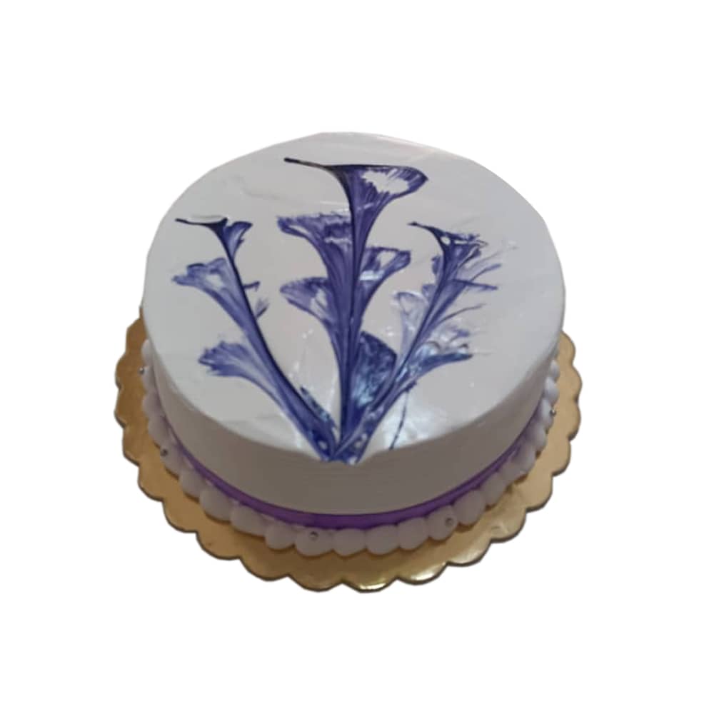 Cake blanco y malva para enviar a Cuba
