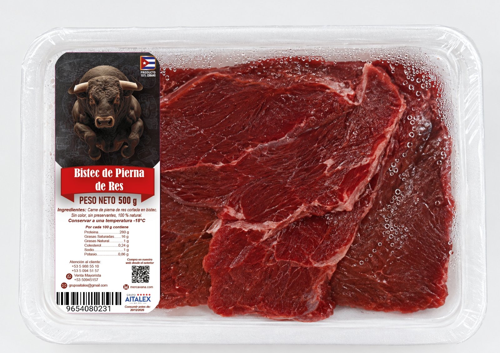 Bistec de pierna de res 500gr envio Cuba Wakaika Market