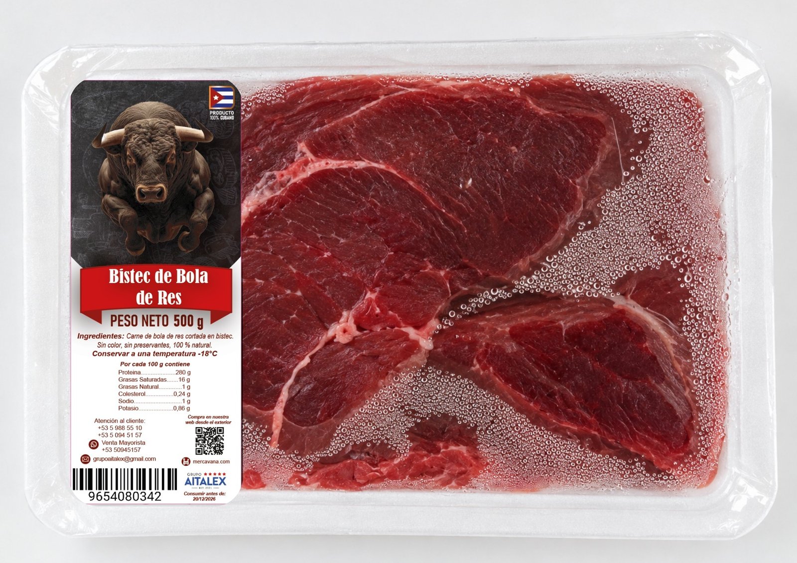 Bistec de bola de res de 500 g para envíos a Cuba – Wakaika Market