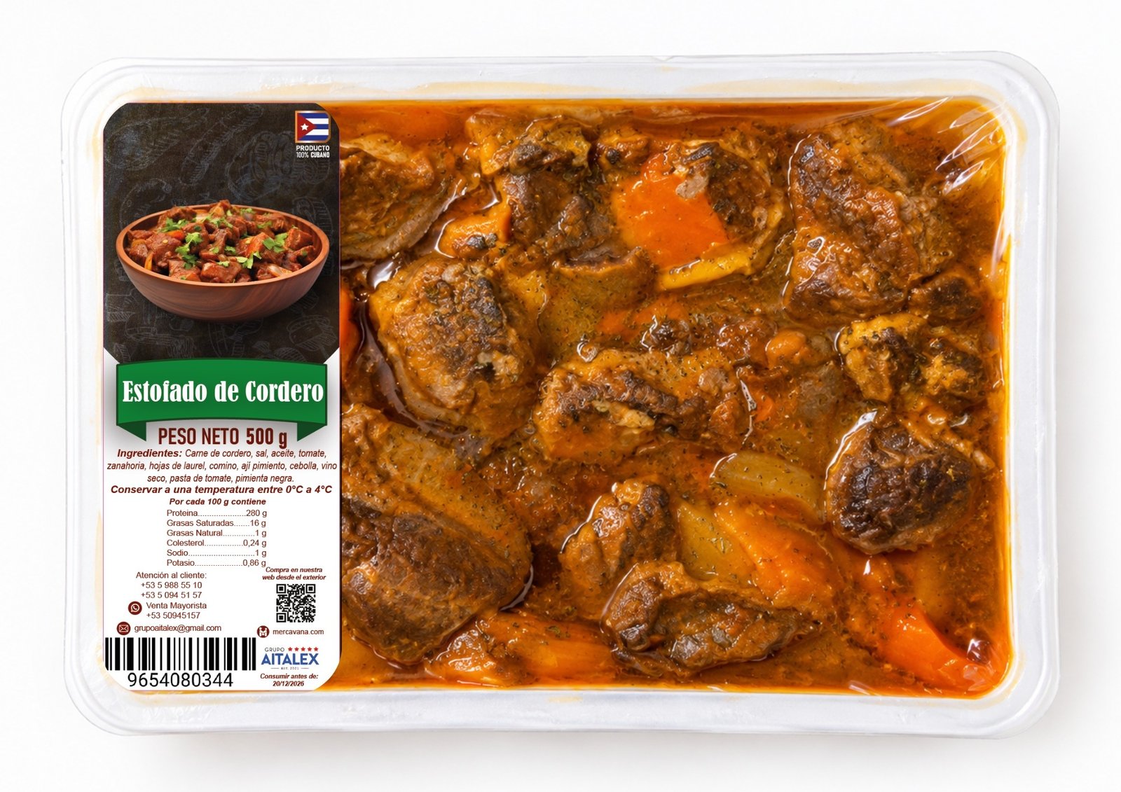 Estofado de cordero de 500 g para envíos a Cuba – Wakaika Market