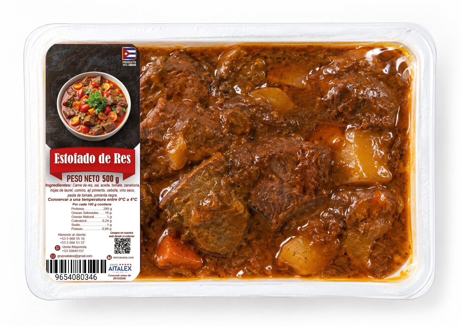 Estofado de res de 500 g para envíos a Cuba – Wakaika Market